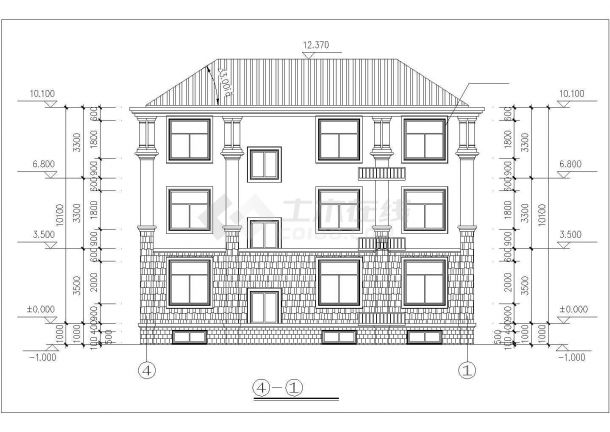 盐城市昌盛花园小区610平米3层框架结构单体别墅建筑结构设计CAD图纸-图一