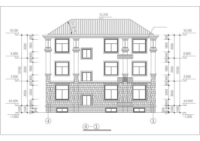 盐城市昌盛花园小区610平米3层框架结构单体别墅建筑结构设计CAD图纸_图1