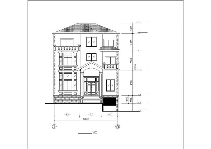 临汾市泰富新村小区3层砖混结构单体别墅建筑设计CAD图纸（含半地下室）_图1