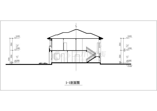 长治市某现代化小区386平米2层框混结构独栋别墅建筑设计CAD图纸-图一