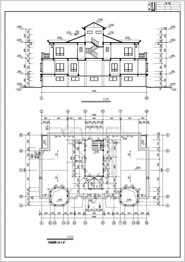 包头市平安新村3层砖混结构单体乡村别墅建筑设计CAD图纸-图二