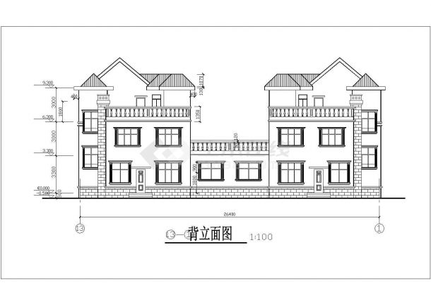 上海市嘉定区某小区3层砖混结构双拼式单体别墅建筑结构设计CAD图纸-图一