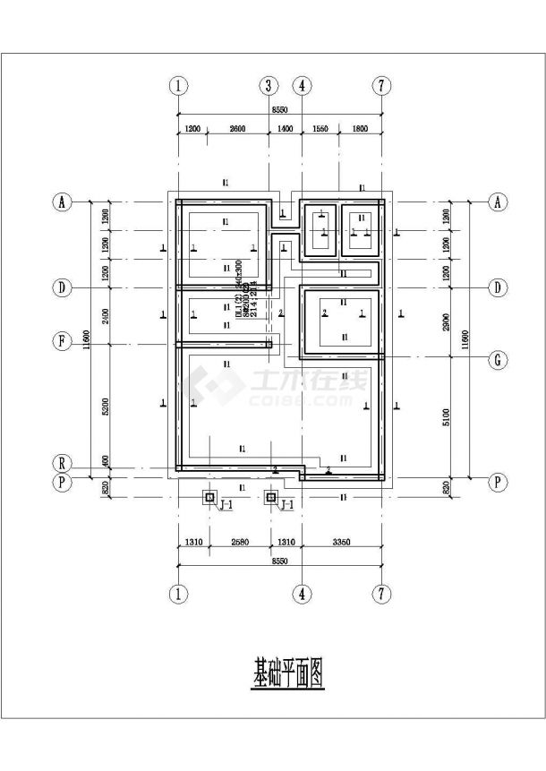 济南市洛夫雅居小区280平米3层砖混结构单体别墅建筑结构设计CAD图纸-图二