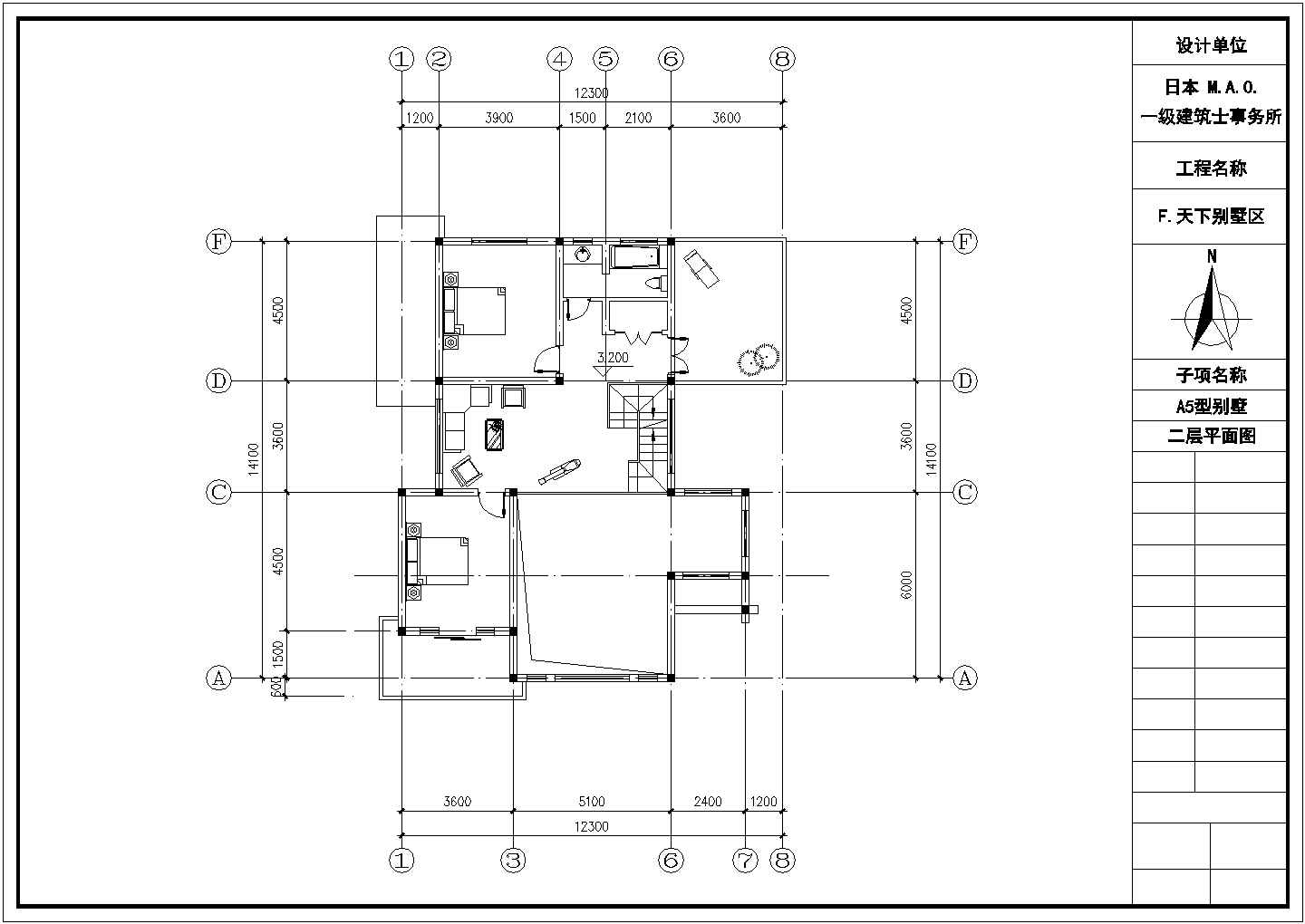 嘉兴市楠馨花园小区3层砖混结构单体别墅全套建筑设计CAD图纸