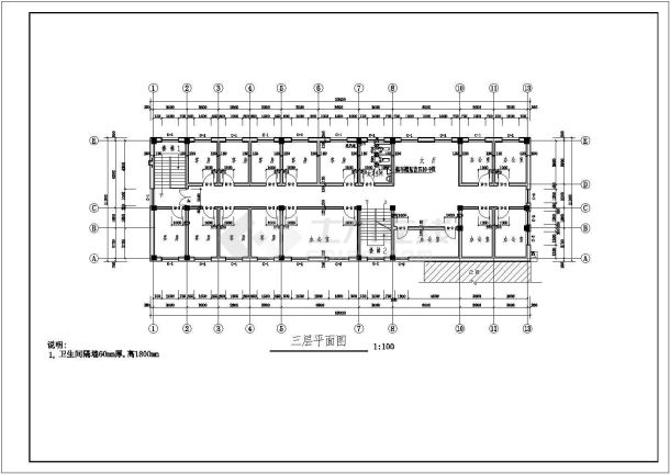 框架式全套综合办公大楼建筑结构施工CAD图-图一