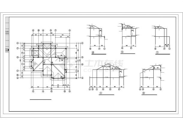 三亚市某度假村350平米3层砖混结构民宿别墅建筑设计CAD图纸-图一