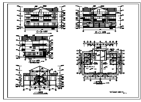 三层双拼简约别墅建筑设计cad图纸-图二