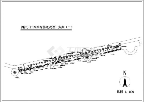 泗泾开江西路绿化景观规划设计cad 总平面方案图-图一