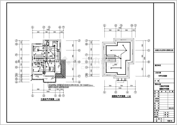 昆明市南馨佳苑小区3层砖混结构单体别墅电气系统设计CAD图纸-图二