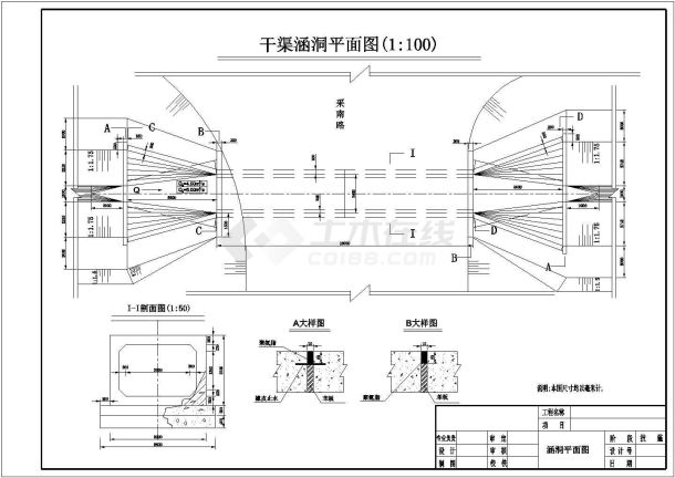 干渠涵洞平面剖面图、配筋图设计（技施阶段）-图一