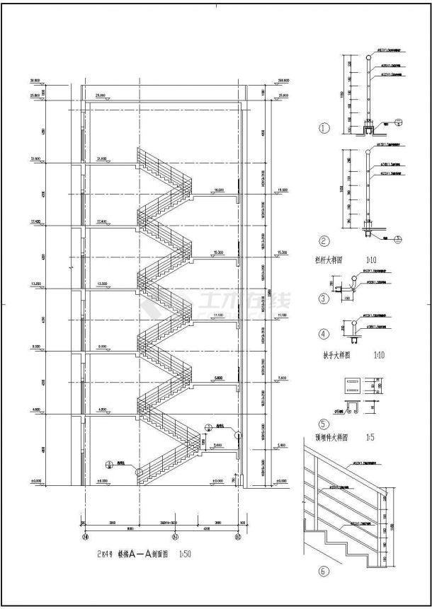 多层双折混凝土楼梯CAD详图设计-图一