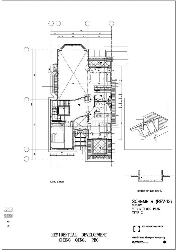 重庆市渝北区某小区350平米3层框混结构单体别墅CAD建筑设计图纸-图二