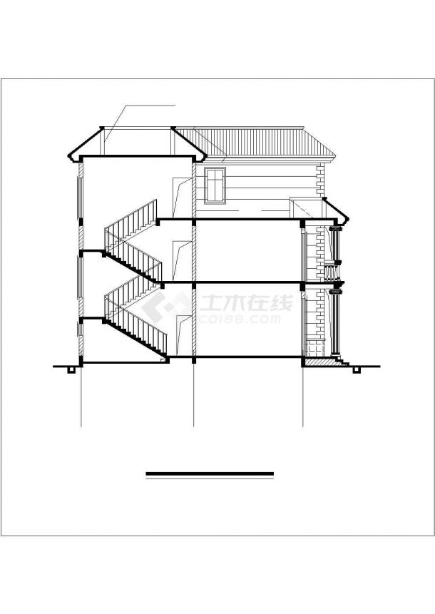 蚌埠市丽苑花园小区3层钢混框架结构单体别墅CAD建筑设计图纸-图一