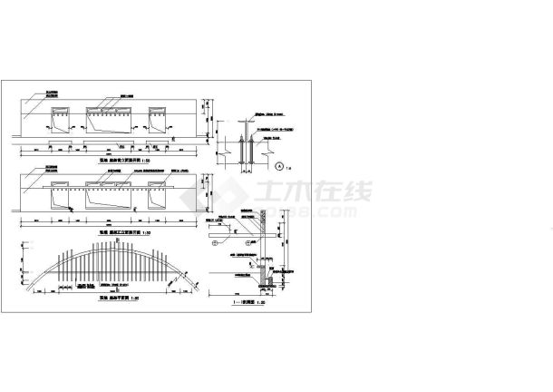 某景观弧墙廊架设计cad建筑施工详图-图一