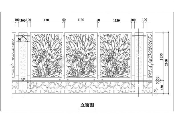 某艺术型围栏设计cad建筑施工详图-图二