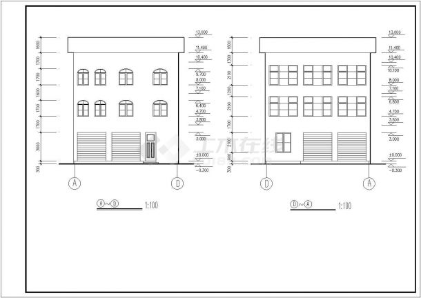 北京某培训中心3层学生宿舍楼建筑设计CAD设计图（含楼梯大样图）-图一