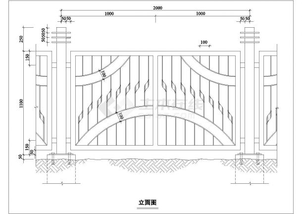 某高级小区围栏设计cad建筑施工详图-图二