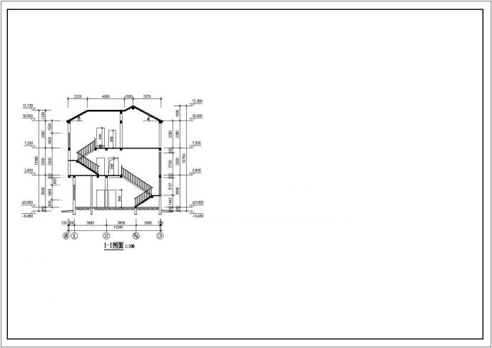 某三层框架结构新农村欧式别墅建筑设计cad全套施工图（含设计说明）_图1