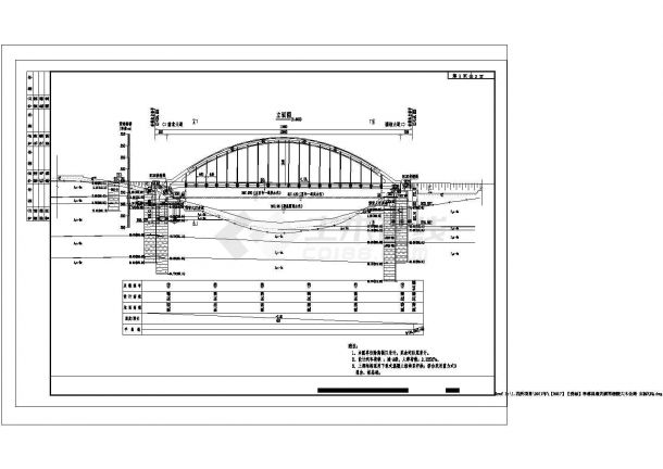 100m钢筋混凝土系杆拱结构设计CAD图-图二