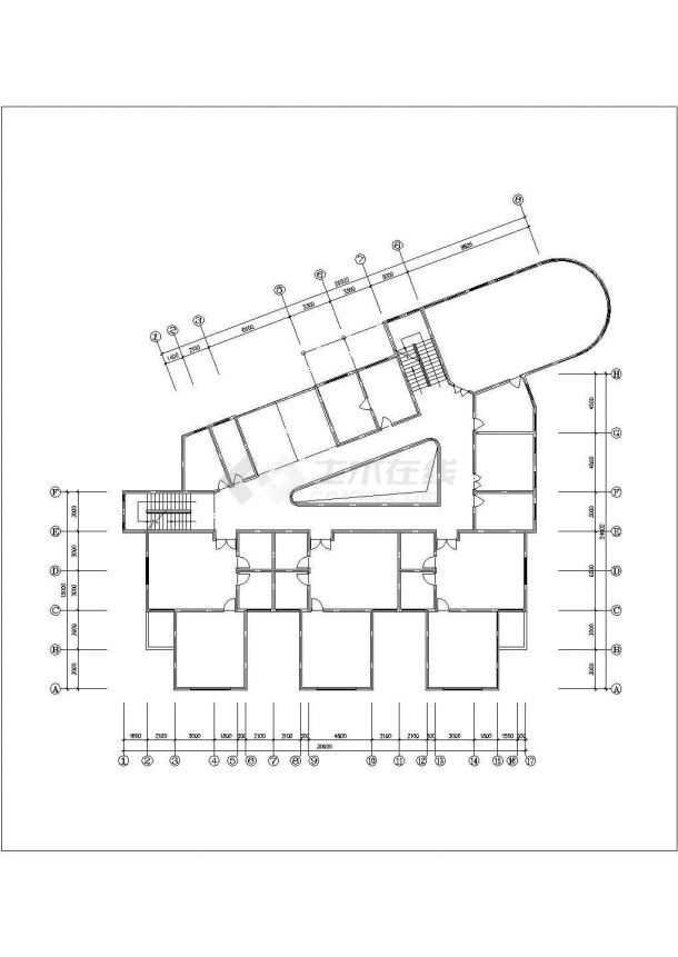 西安某大学附属幼儿园2层框架结构教学楼平立面设计CAD图纸-图二