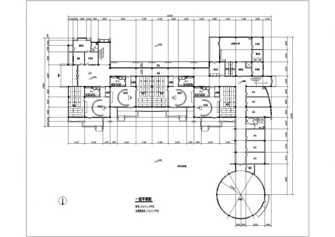哈尔滨某重点学校2700平米3层框架结构教学楼平面设计CAD图纸_图1