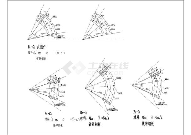 某艺术型景观廊架设计cad建筑施工详图-图一