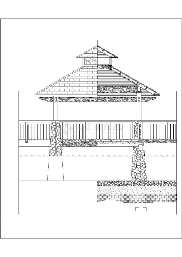 某景观亭屋规划设计cad建筑施工详图-图二