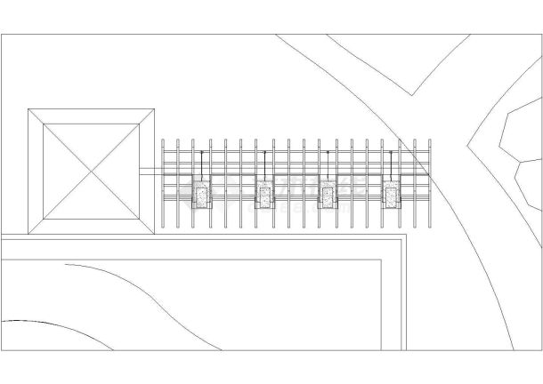 某艺术型景观廊架规划设计cad建筑施工详图-图二