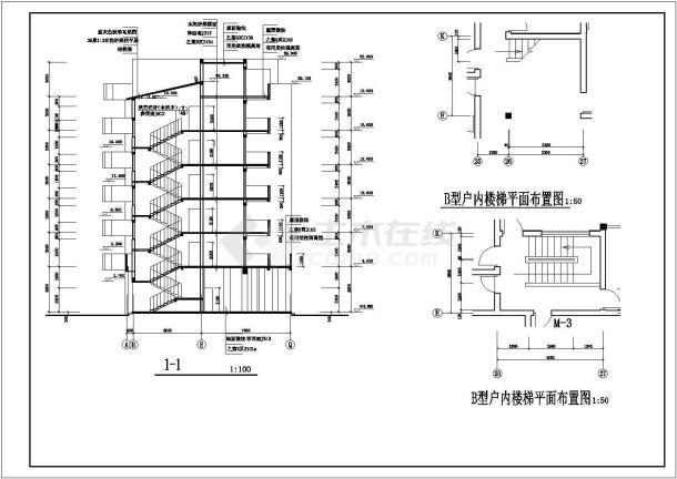 七层经典住宅三单元对称户型设计图纸-图一