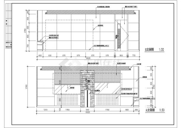 湖北省某市区高档办公室装修设计CAD图纸-图一