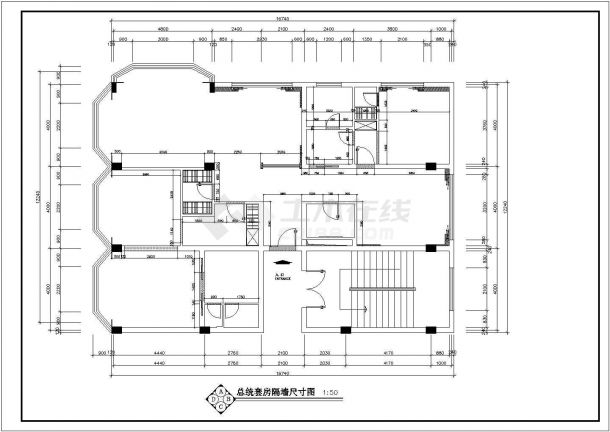 浙江省杭州市市区某五星级酒店内总统套房装修施工CAD图纸-图一