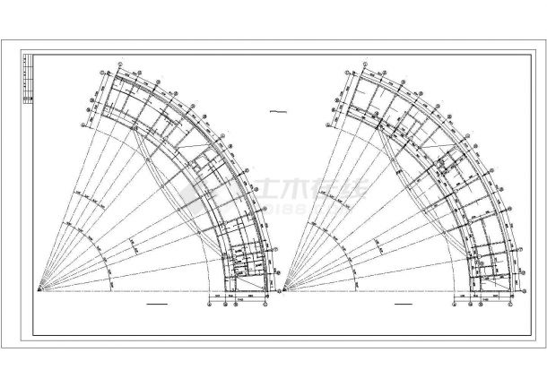 某多层弧形办公楼框架结构设计cad全套施工图（含设计说明）-图一