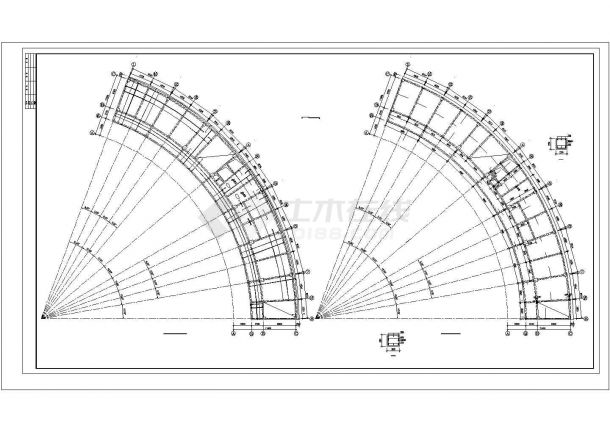 某多层弧形办公楼框架结构设计cad全套施工图（含设计说明）-图二