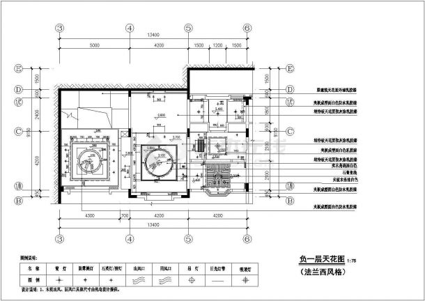 黄冈市某大型别墅区豪华装修设计CAD图纸（法兰西风格）-图一