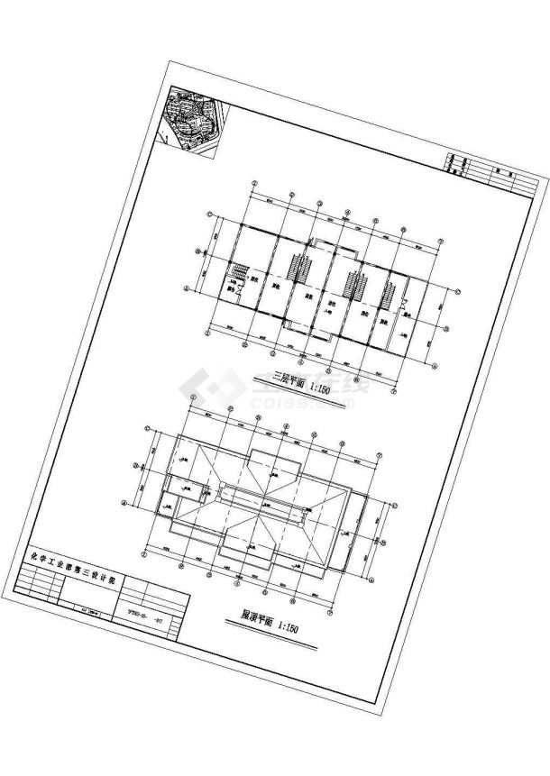 邯郸市长春路某艺术幼儿园3层框架结构教学楼建筑设计CAD图纸（5套方案）-图二