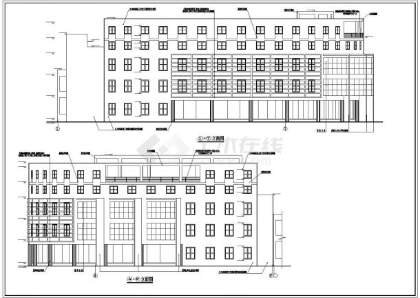 太平学校一层食堂建筑施工设计cad图纸，共14张-图二