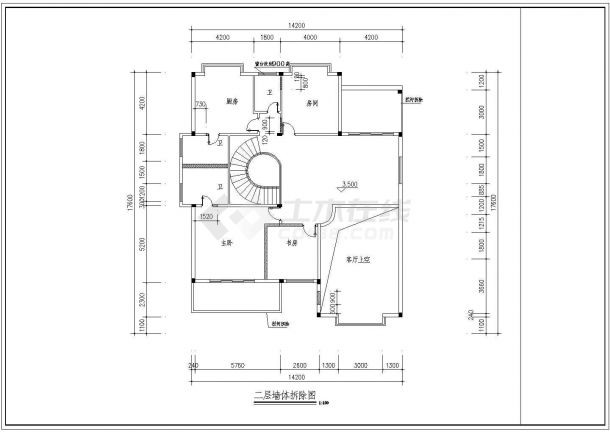 广东省东莞市某花园别墅中式整体装修设计CAD图纸-图一