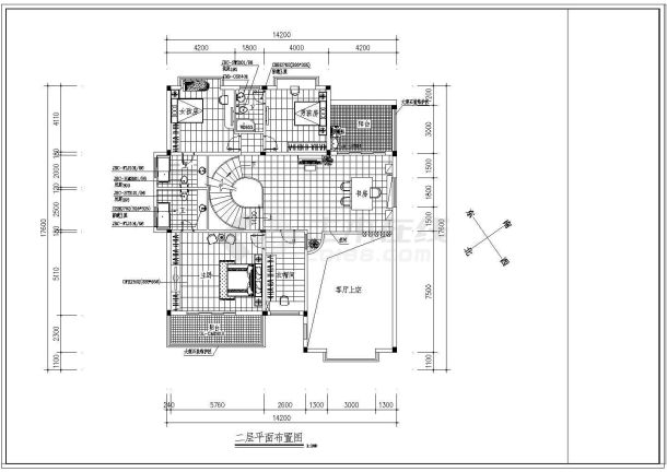 广东省东莞市某花园别墅中式整体装修设计CAD图纸-图二