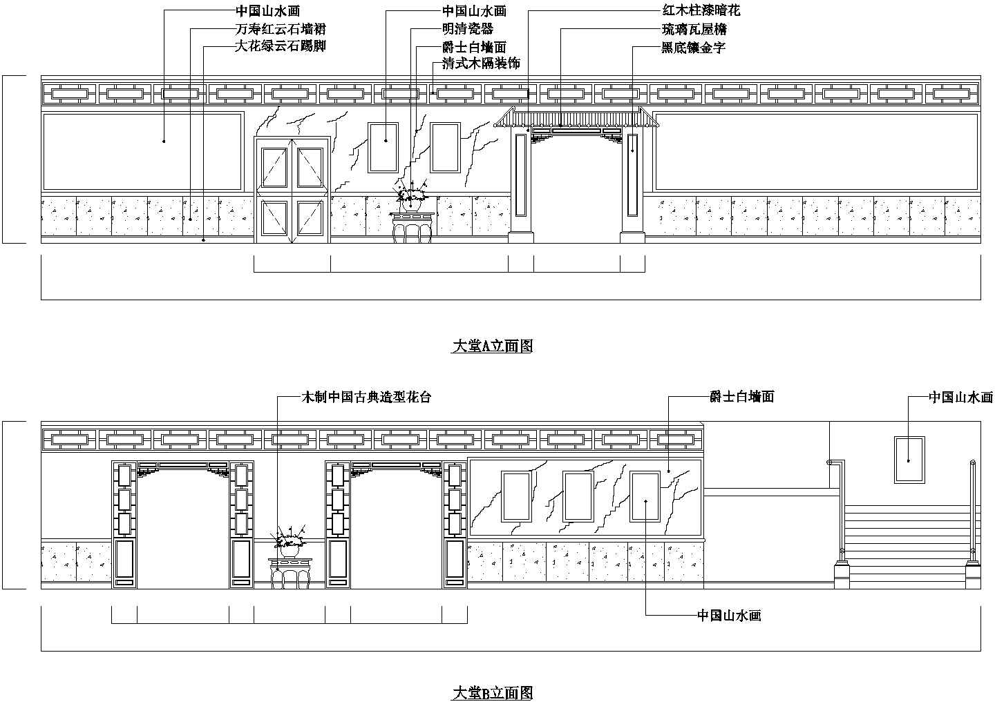 北京市大兴区某连锁酒店中餐厅全套装修设计CAD图纸