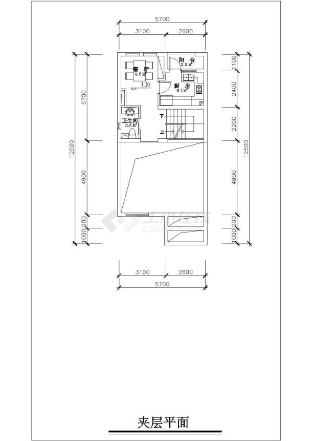 某带夹层联排户型别墅楼全套施工设计cad图纸-图二