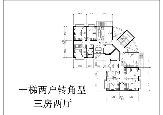 经典多层及高层住宅户型设计cad建筑平面方案图图集_图1