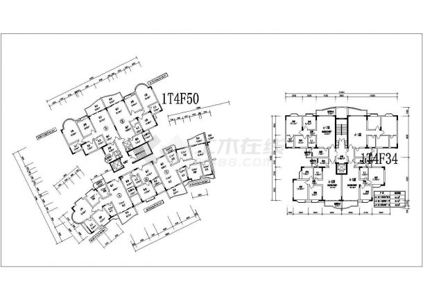 典型多层及高层住宅楼户型设计cad平面方案图图集（含88种方案设计）-图一
