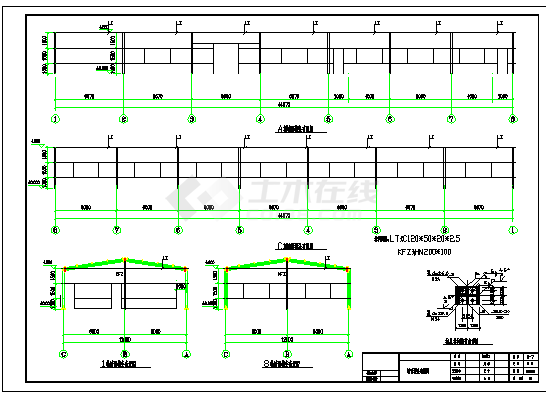 【最新】某12米跨餐厅钢结构设计方案CAD图纸-图一