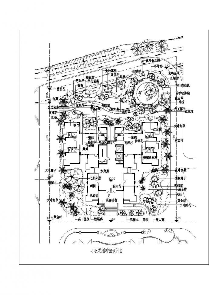 某高品质住宅小区花园种植规划设计cad总平面施工图_图1