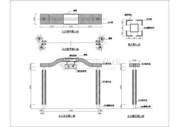 某景观广场入口规划设计cad建筑施工详图-图二