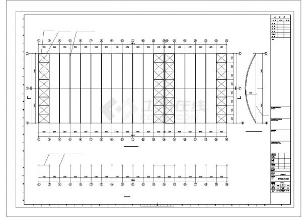 新疆某中小型农贸市场钢结构设计CAD施工图-图二