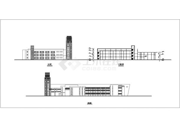 汉中市第九中学4800平米3层框架结构教学楼建筑设计CAD图纸-图一