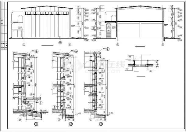 某食堂钢结构建筑设计详细施工图-图二