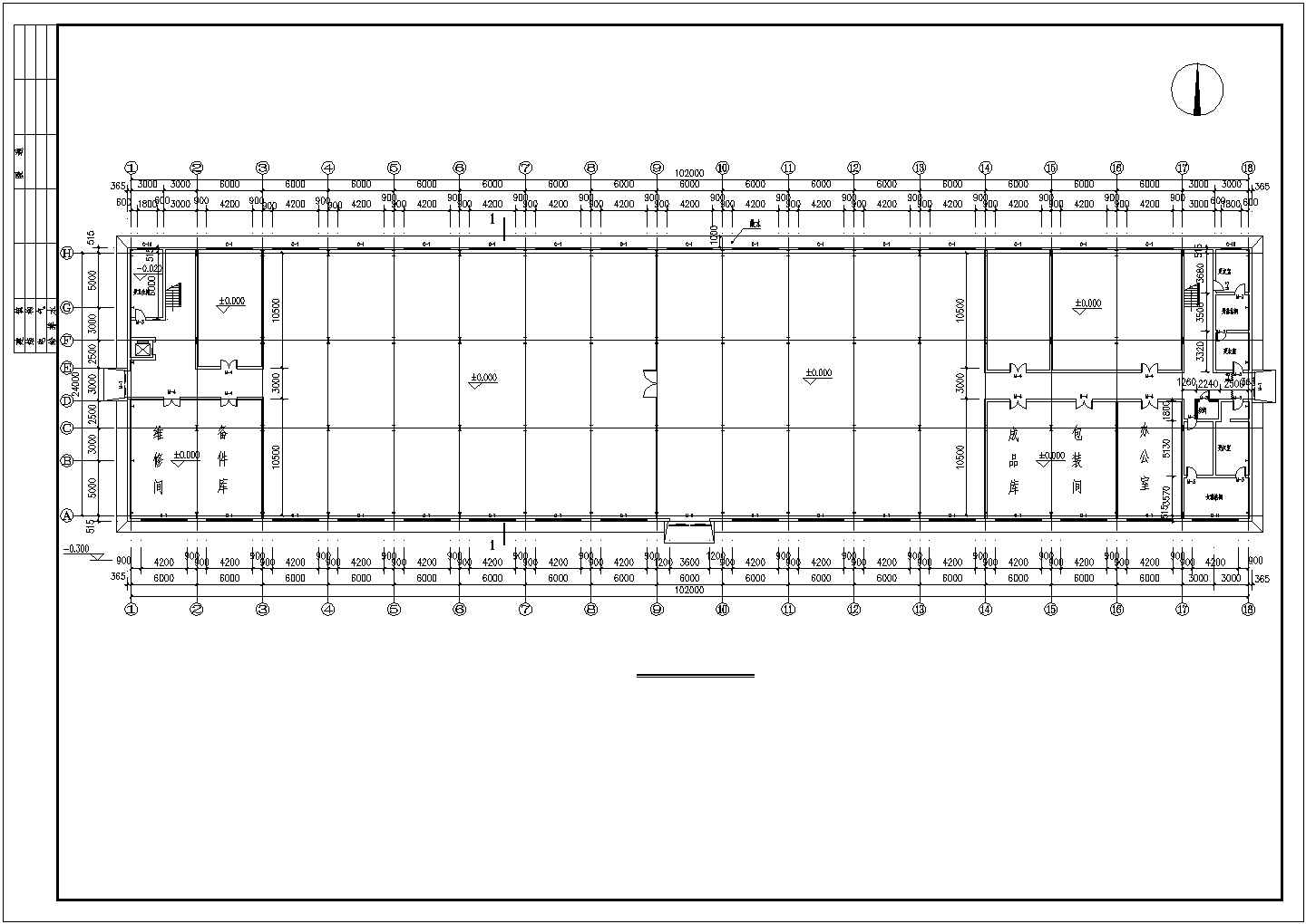 门式钢架车间结构CAD施工图