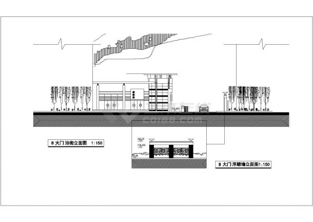 某景观入口大门设计cad建筑施工详图-图二